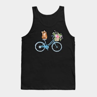 Cat On Bicycle With Flower Cat Mom Cat Lover Tank Top